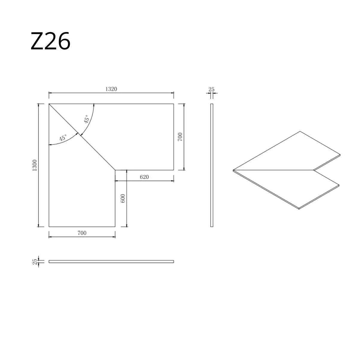 Aanrechtblad - Module Z26 - Licht Eiken
