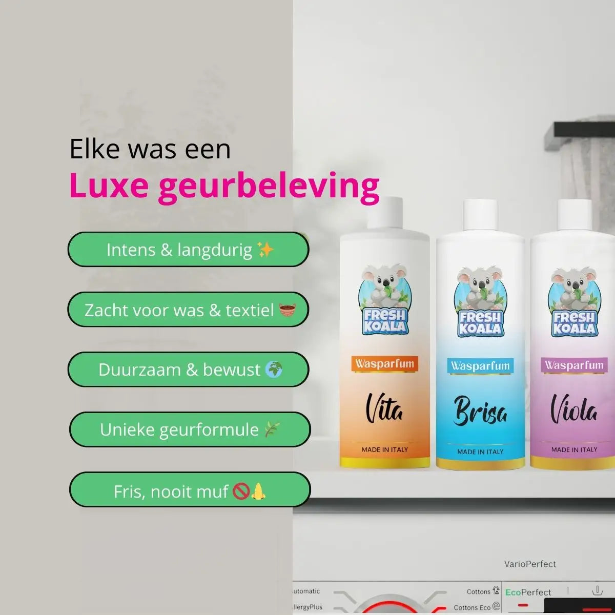 FreshKoala Luxe Wasparfum - Proefpakket 3 x 100ml - Brisa Vita Viola