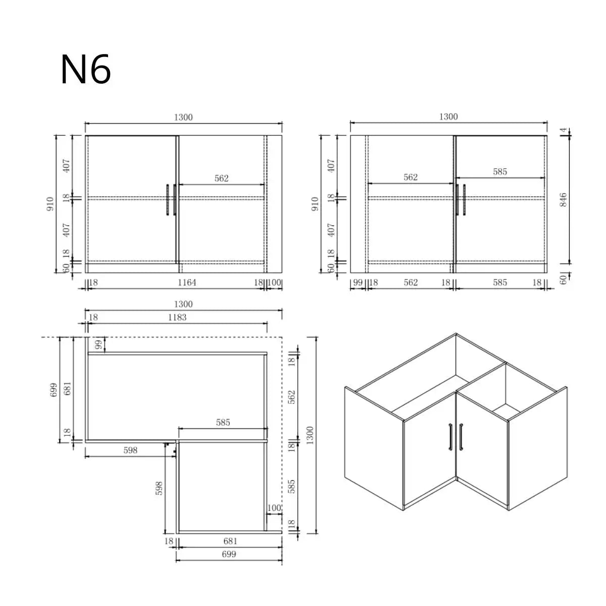 Keukenkast - Module N6 – Ébène Zwart