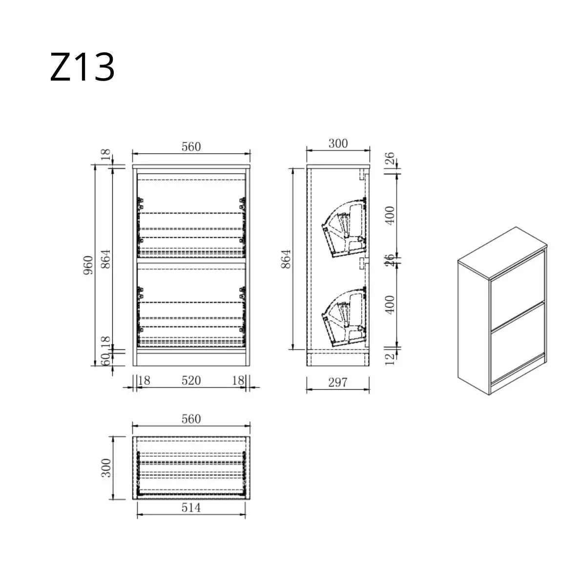 Schoenenkast - Module Z13- Pure Wit