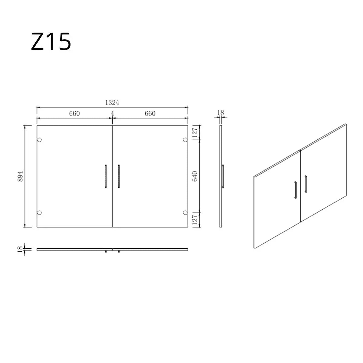 Wasmachine Kast Deur - Module Z15 - Pure Wit