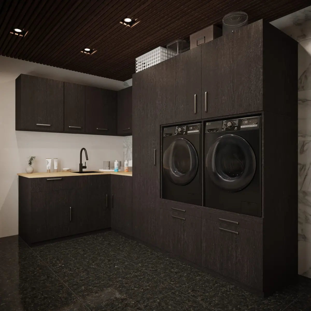 Wasmachine Kast Istanbul – Ébène Zwart