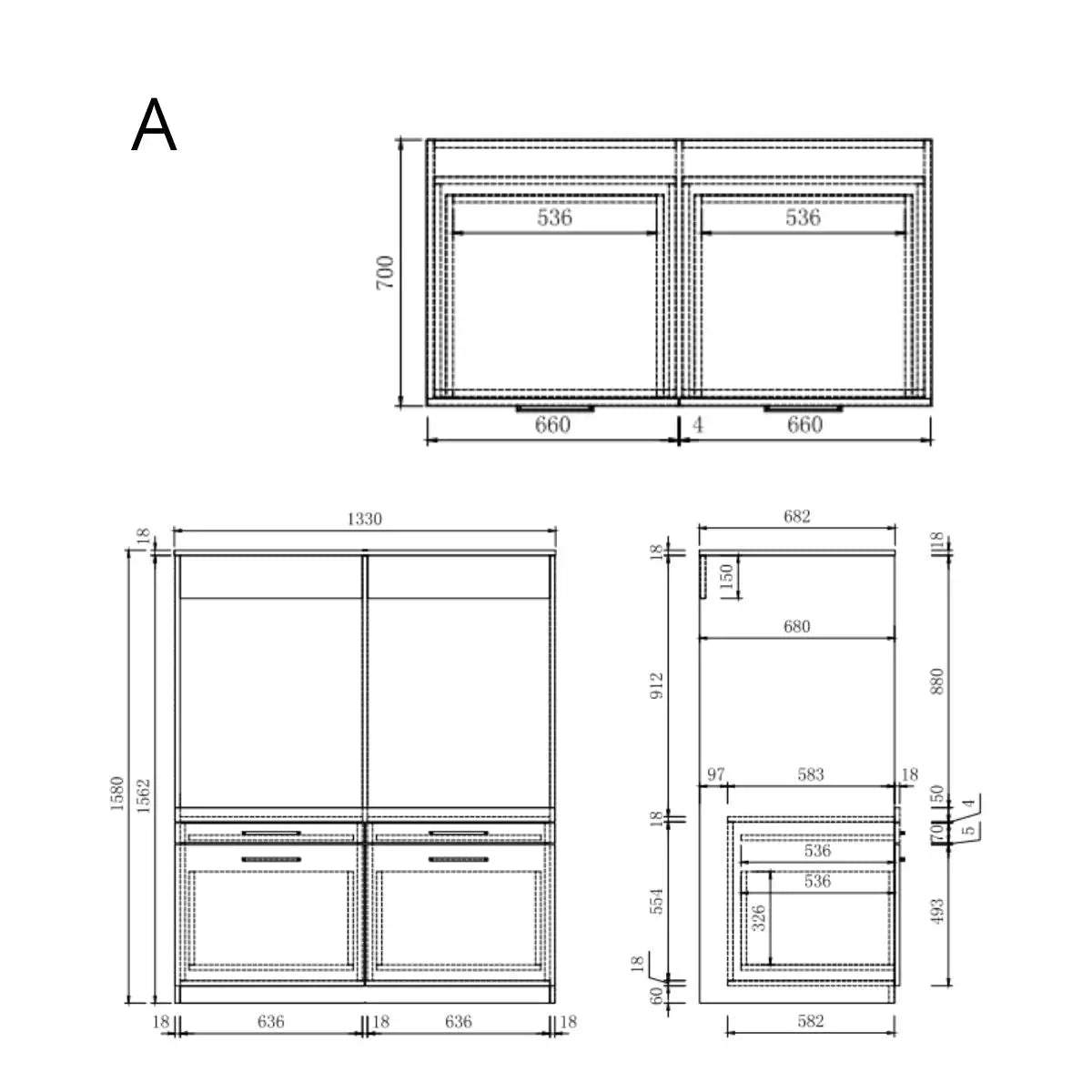 Wasmachine Kast Kyoto – Perle Taupe