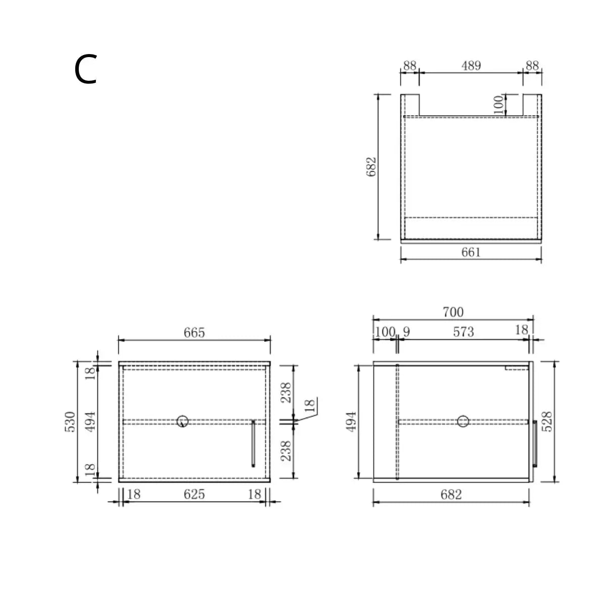 Wasmachine Kast - Module C – Ébène Zwart