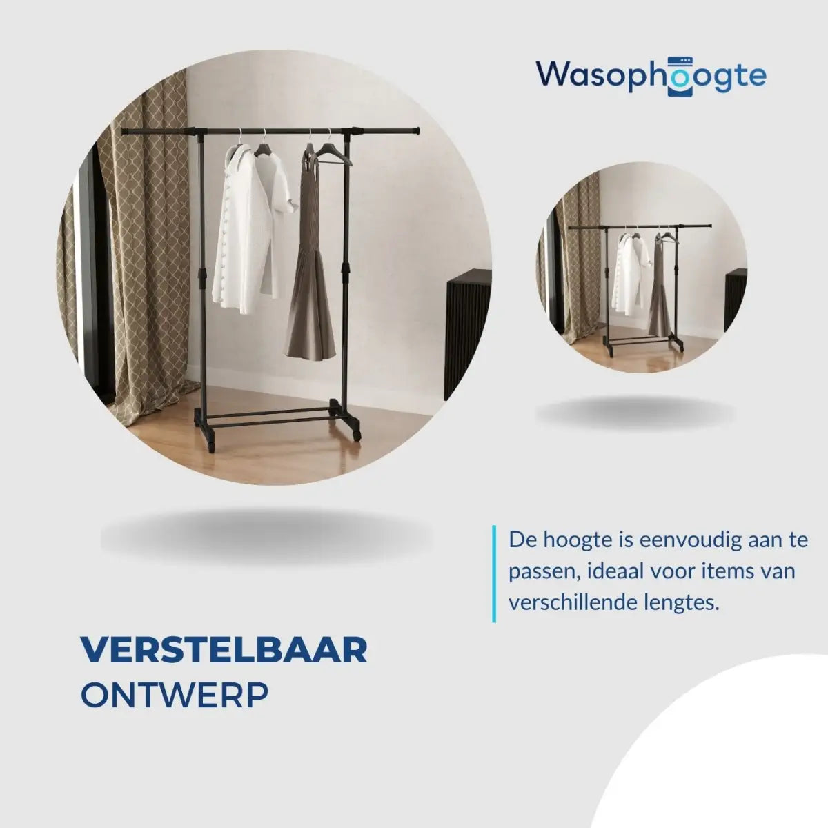 Wasophoogte® Droogrek op wielen Uno