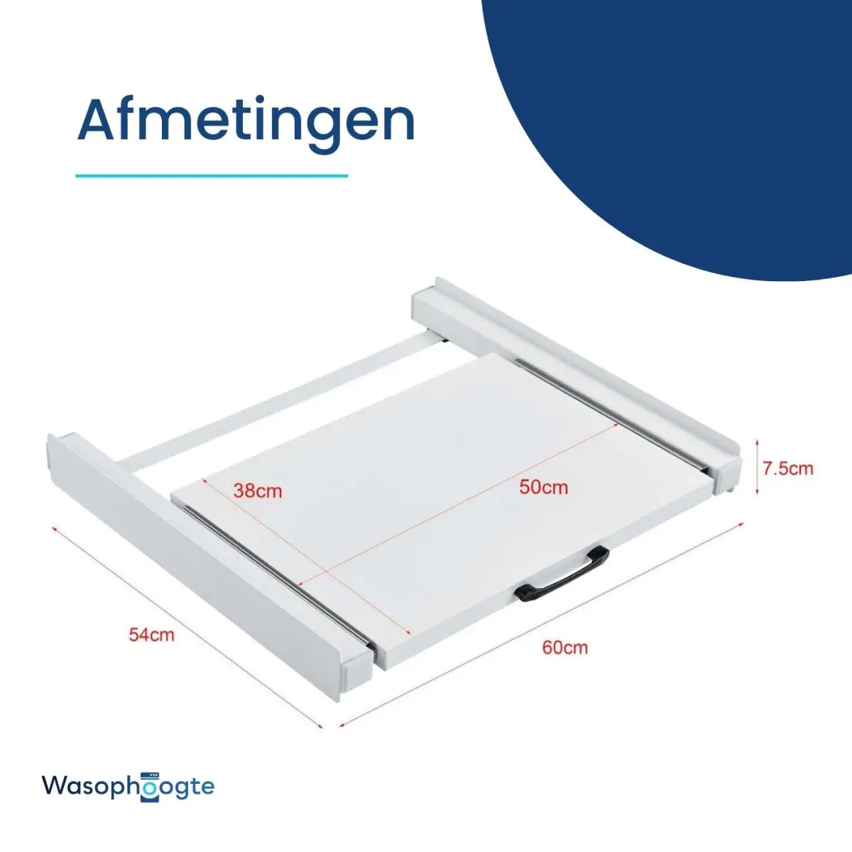 Wasophoogte® Tussenstuk Wasmachine Droger met uitschuifbaar plateau