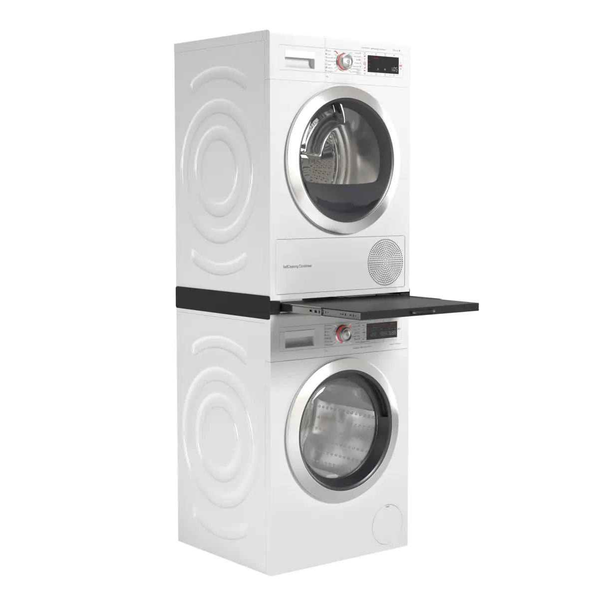 Wasophoogte® Tussenstuk Wasmachine & Droger met uitschuifbaar plateau Zwart
