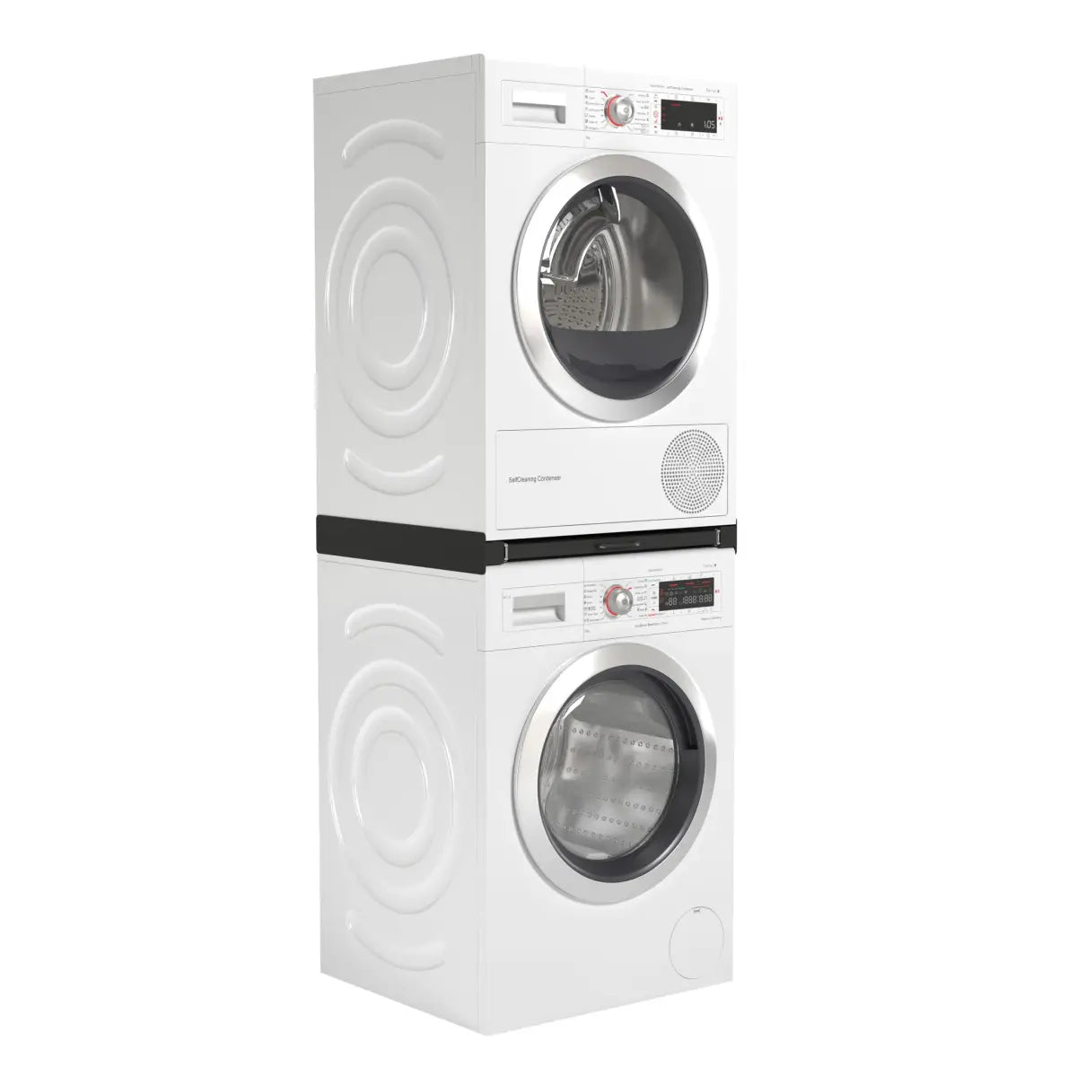Wasophoogte® Tussenstuk Wasmachine & Droger met uitschuifbaar plateau Zwart
