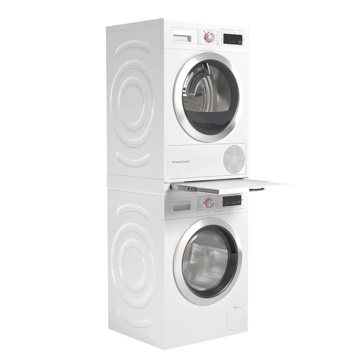 Wasophoogte® Tussenstuk Wasmachine Droger met uitschuifbaar plateau