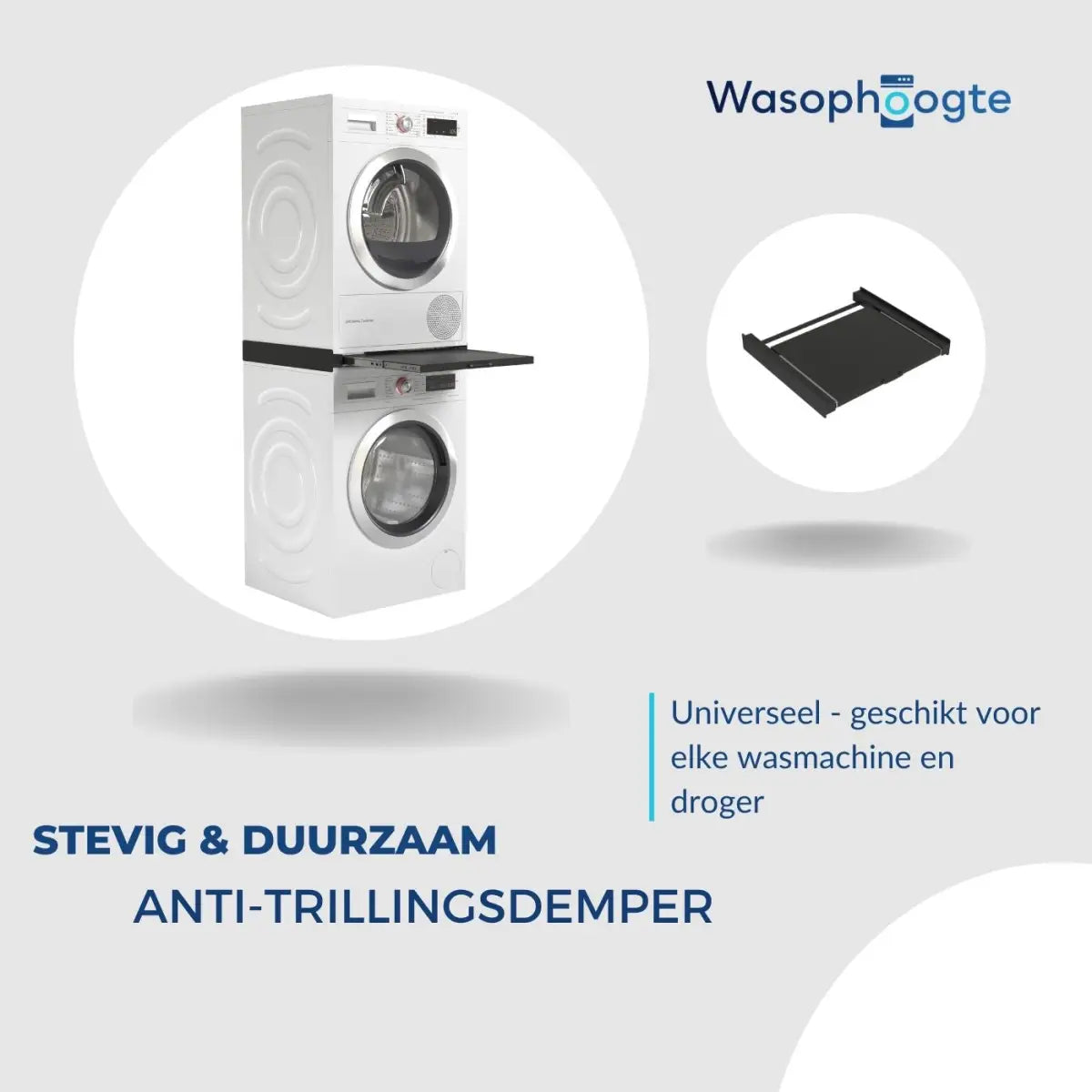 Wasophoogte® Tussenstuk Wasmachine & Droger met uitschuifbaar plateau Zwart