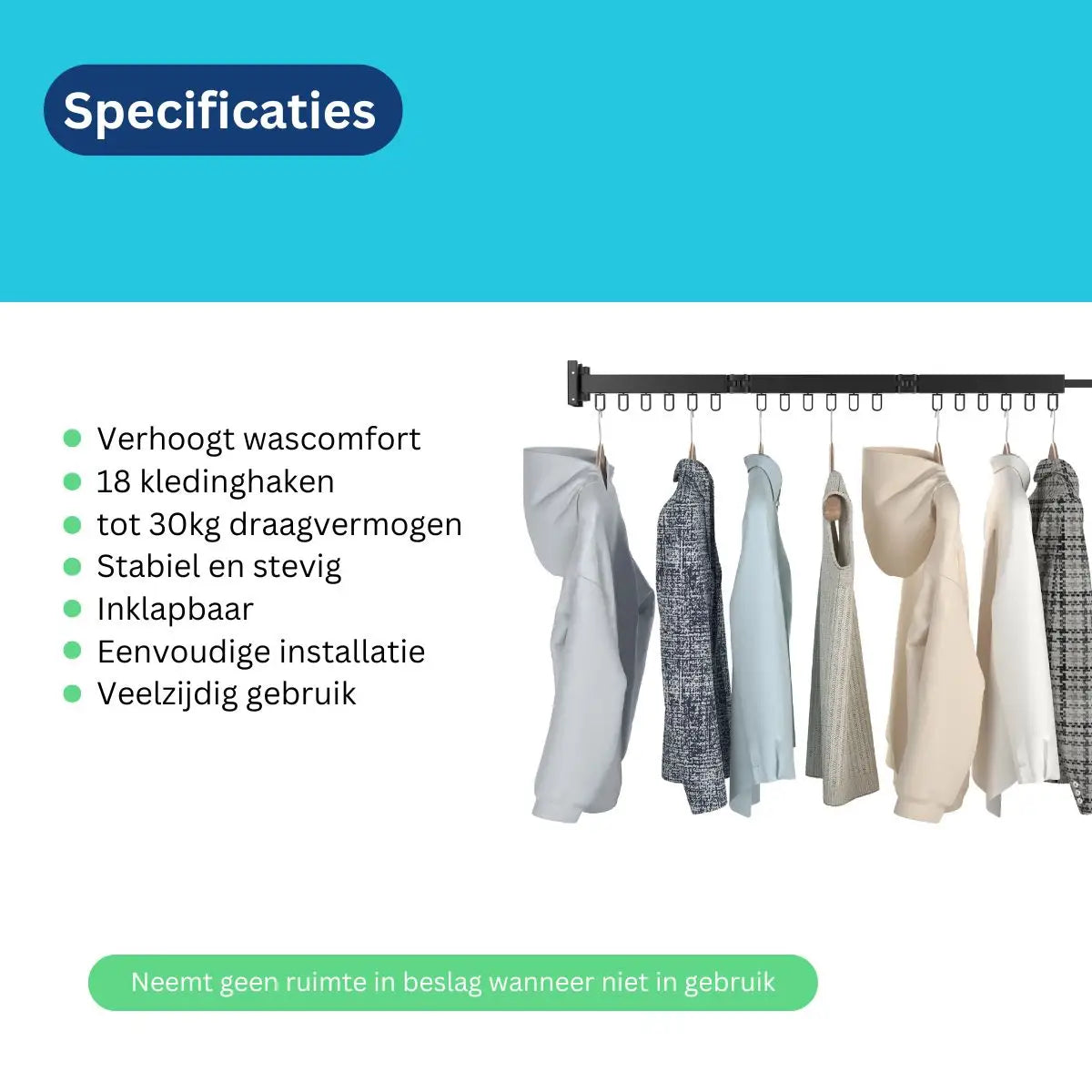 Wasophoogte® Wanddroogrek Pivot 3R - Zwart