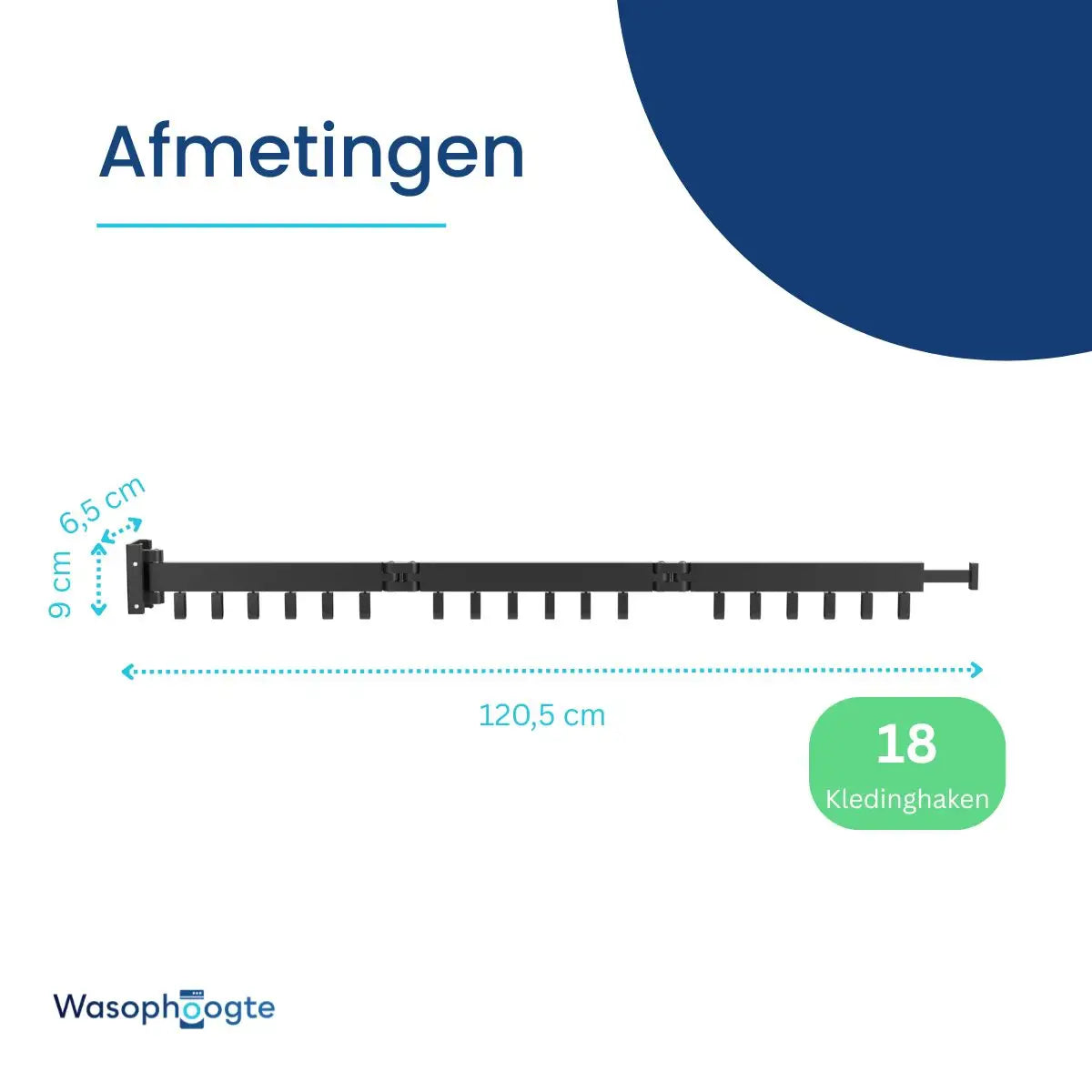 Wasophoogte® Wanddroogrek Pivot 3R - Zwart