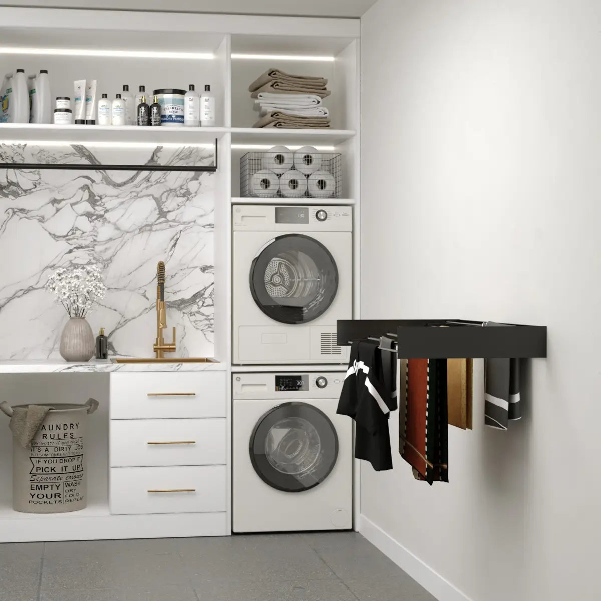 Wasophoogte® Wanddroogrek - WallDry 100 cm - Zwart