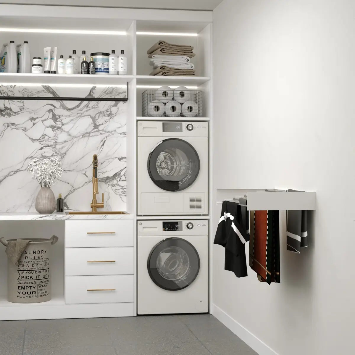 Wasophoogte® Wanddroogrek – WallDry 80 cm – Wit