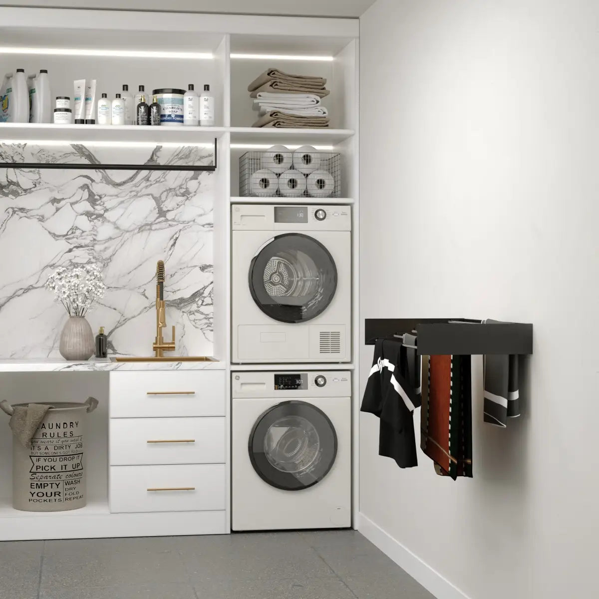 Wasophoogte® Wanddroogrek – WallDry 80 cm – Zwart