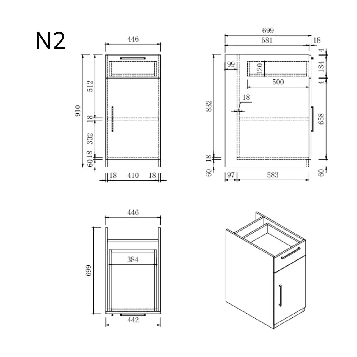 Keukenkast - Module N2 – Pure Wit