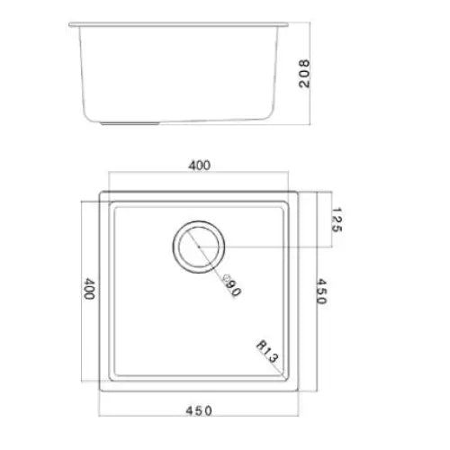 Spoelbak en Siphon - Module Z30 - Zwart