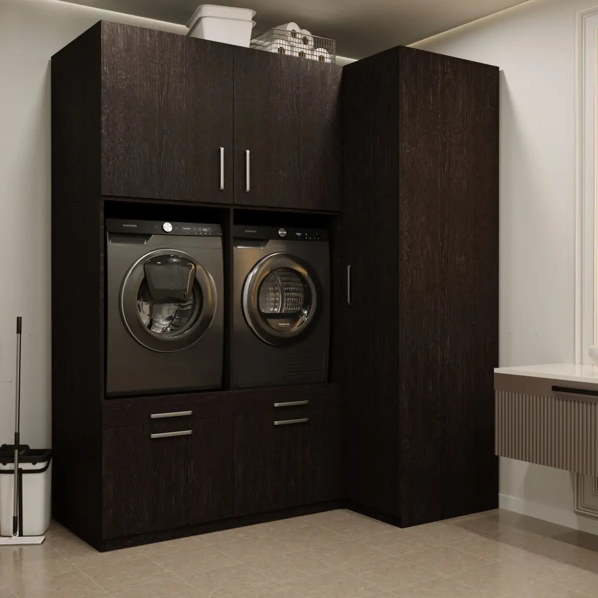 Wasmachine Kast Seoul – Ébène Zwart