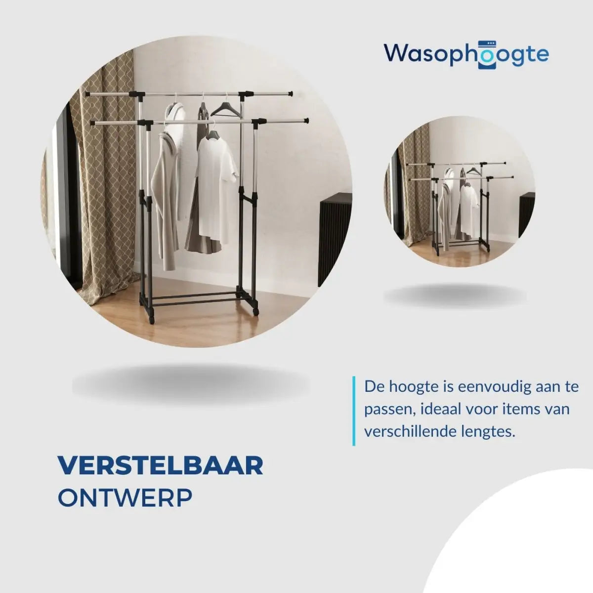 Wasophoogte® Droogrek op wielen Due