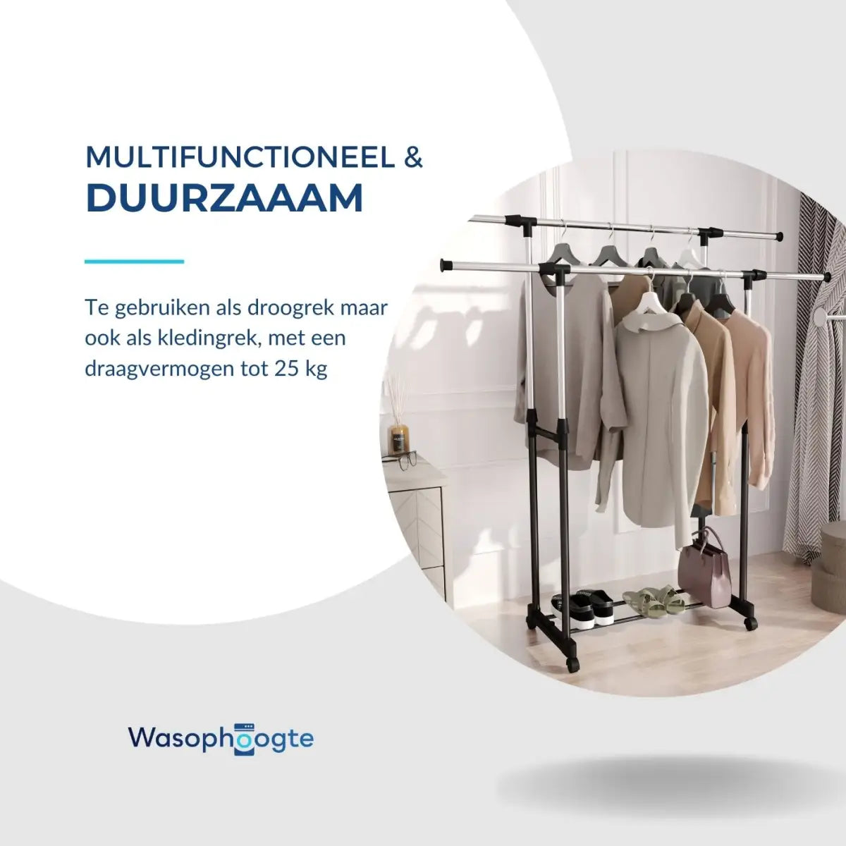 Wasophoogte® Droogrek op wielen Due