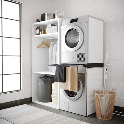 Wasophoogte® Tussenstuk met Droogrek Zwart - Wasmachine en droger op elkaar