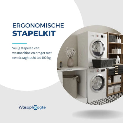 Wasophoogte® Tussenstuk Wasmachine Droger met uitschuifbaar plateau