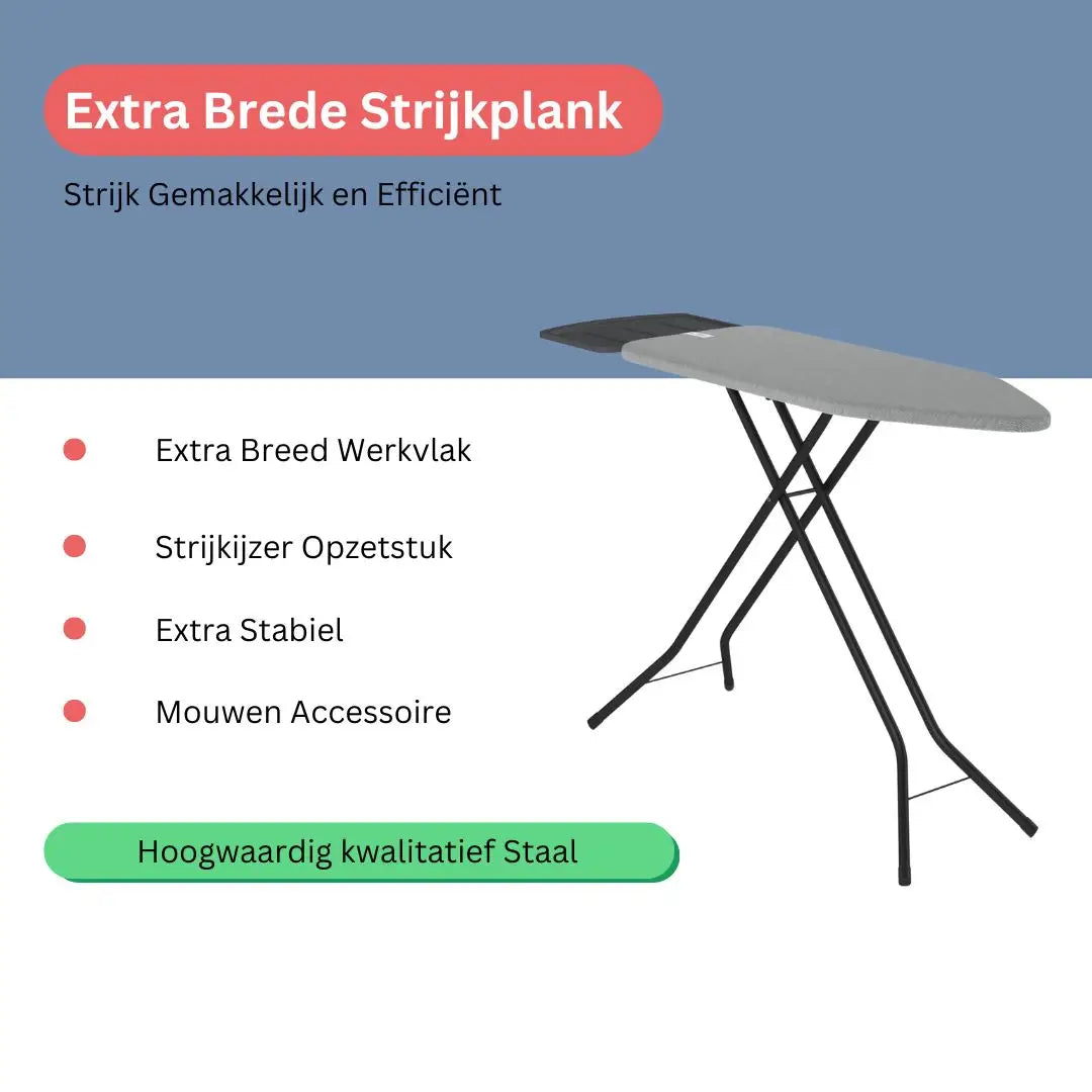Wasophoogte Strijkplank Extra breed 122*43 cm (L*B)